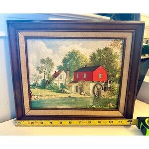 Framed Red Mill Print Portion by E Thomas